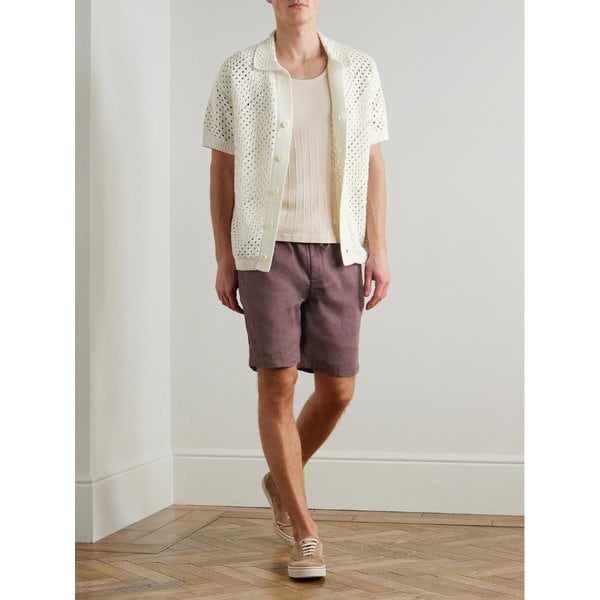 프레스코볼 카리오카 펠리페 스트레이트 린넨 코튼 블렌드 드로우스트링 쇼츠 46376663163008329