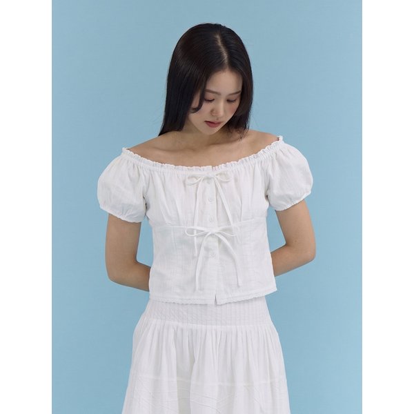 Amiel Ribbon Crop Blouse_White