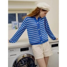 [정상가159,000원] Point Stripe Cardigan  Ultramarine (WE275AT14P)