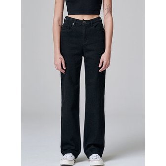 마롭(MaLoupe) [기모옵션] 9106 세미 와이드 데님팬츠 (블랙)