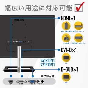 PHILIPS 271E1D11 모니터 디스플레이 (27인치IPS TechnologyFHD5년