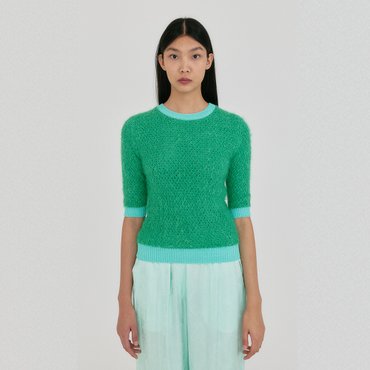 EENK ZIGGIE Short Sleeve Knit Top - Green