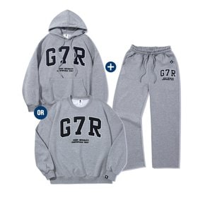 주니어 G7R 프린팅 맨투맨 or 후드 + 팬츠 셋업 Gray