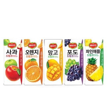  델몬트 드링크 190ml 48팩 오렌지 망고 파인애플 사과 포도 과일 주스