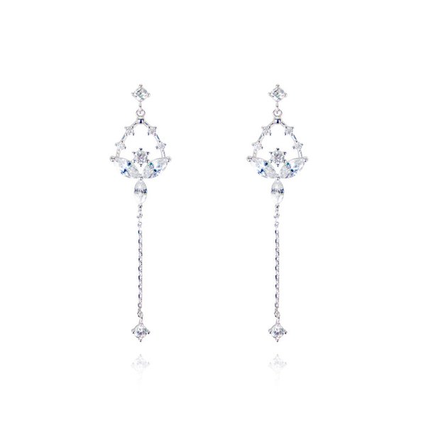 Luminous Cubic Long Earrings [루미넌스 큐빅 롱 귀걸이 _ 실버]