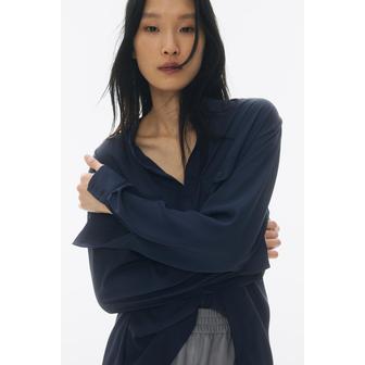 H&M 밴드 칼라 블라우스 네이비 블루 1258815002