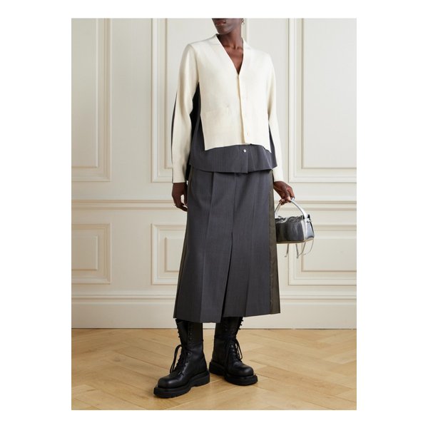 스트라이프 레이어드 우븐 울 가디건 오프 화이트 46376663162908270