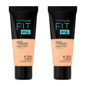 Maybelline 메이블린 뉴욕핏미 매트포어리스 위드클레이 파운데이션 30ml 120클래식 아이보리2개