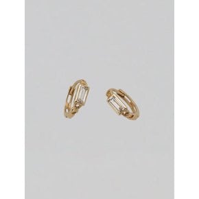 14k baguette stone one touch ring earring