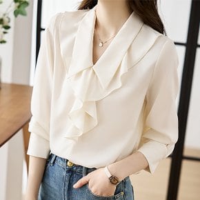 브이러플네크라인 블라우스 D411A0_P353027850