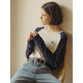 Raglan embroidered cotton T-shirt_Navy