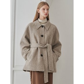 Handmade Herringborn Half Coat - Brown