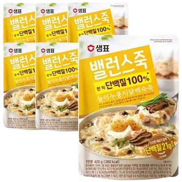  샘표 밸런스죽 능이 누룽지 닭백숙죽 420g x 6개입