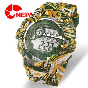 네파 카모 힙합 방수 전자 군인시계 N236-GREEN MIX