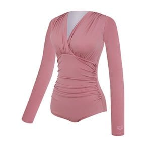 여성 비치 긴팔 원피스 +랩스커트 세트 수영복(카리나레저)(A4SL1SO03)PNK