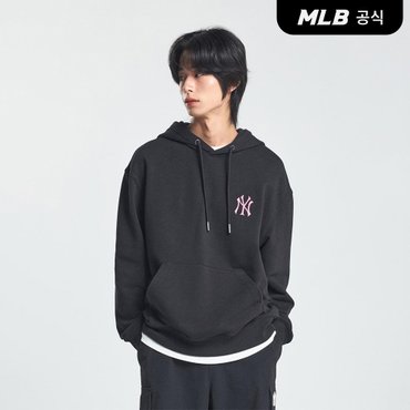 MLB [코리아공식] 빈티지 바시티 오버핏 후드티 NY (Black)