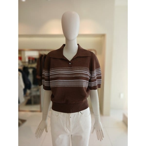 [여주점] 씨씨콜렉트 스트라이프오픈카라니트 E262ksk141