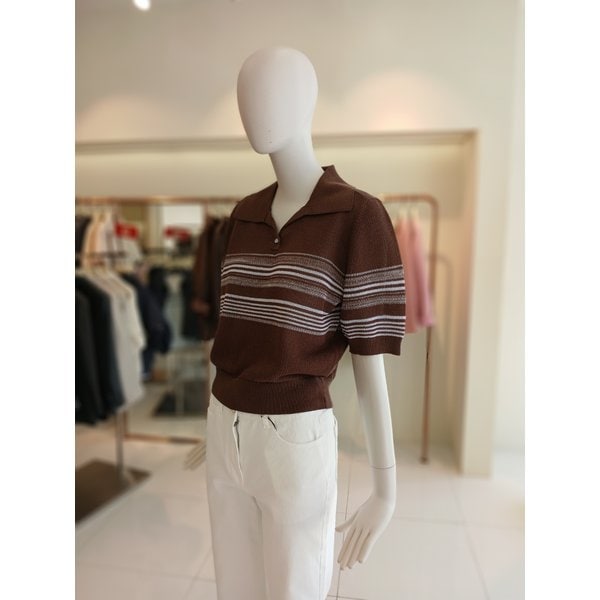 [여주점] 씨씨콜렉트 스트라이프오픈카라니트 E262ksk141