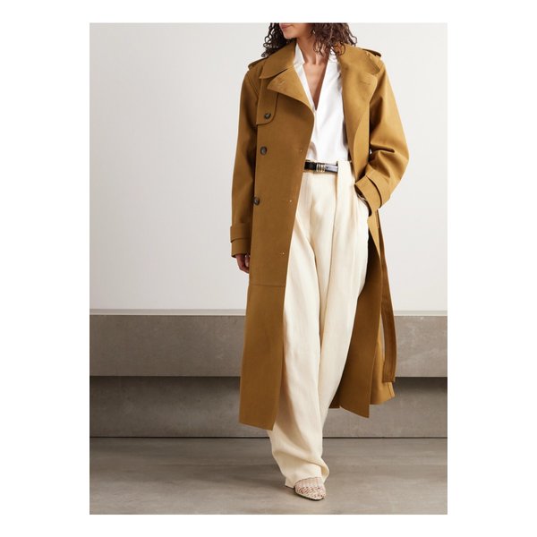 스텔라매카트니 오버사이즈 더블 브레스트 벨트 브러시드 트렌치 코트 46376663162848898