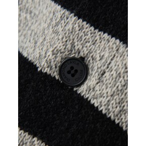 Striped collar cardigan shirt C7 Oatmeal&Black