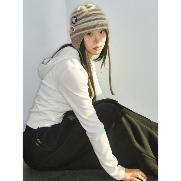 R LOGO SLIM ZIP UP HOODIE [WHITE]