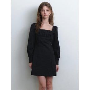 bust shirring dress - black