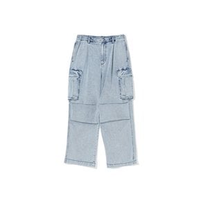 DENIM CARGO WIDE PANTS