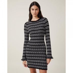 4811404 Cotton On Stripe Knit Mini Dress - Tre Black