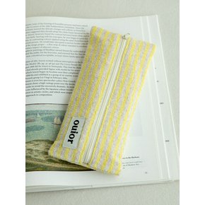 flat pencil case_terry stripe yellow (middle zipper)