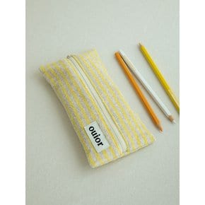 flat pencil case_terry stripe yellow (middle zipper)