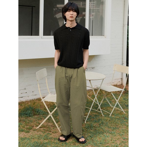 린넨 라이크 와이드 밴딩 팬츠_Olive