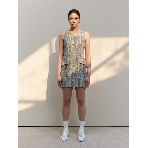 TWS SLEEVELESS TWEED MINI DRESS _2 COLOR