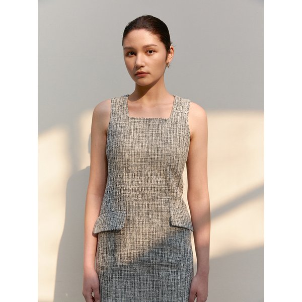 TWS SLEEVELESS TWEED MINI DRESS _2 COLOR