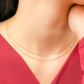 18K 민줄 체인 목걸이 줄 옐로우 골드 0.8mm