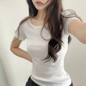 코튼 무지 유넥 라운드 반팔티셔츠8color