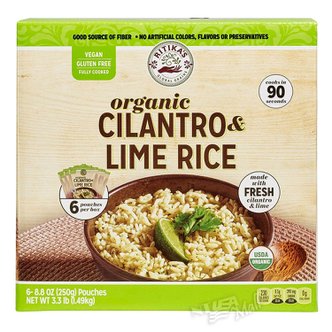 커클랜드 그레인 오가닉 실란트로 라임 라이스 250g X 6개 RITIKA’S GLOBAL GRAINS ORGANIC CILANTRO & L