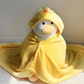오리 후드 입는 망토 담요 귀여운 캐릭터 똑딱이 어깨 단추 케이프 블랭킷 극세사