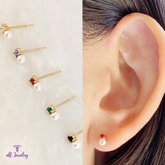 14K 큐빅+진주 귀걸이 (5color)