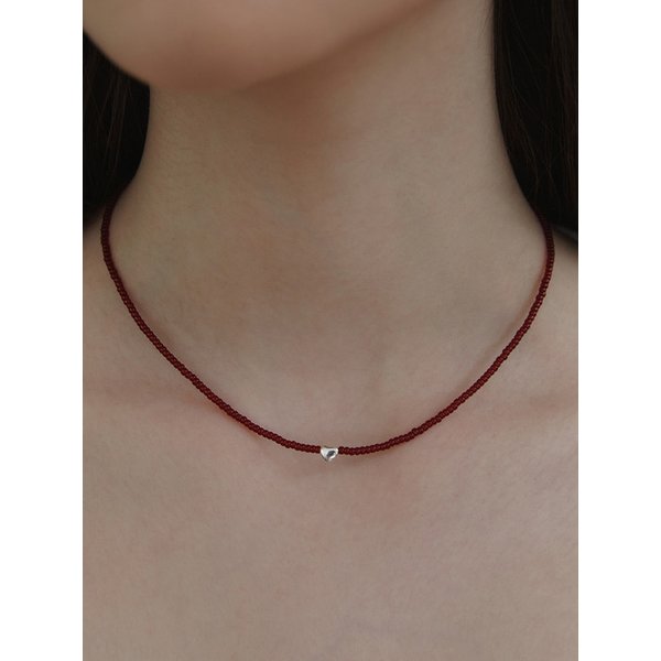 (실버925) 데인티 하트 비즈 목걸이 NZ2443