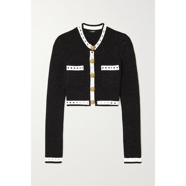 크롭 메탈릭 니트 가디건 블랙 1647597306802693