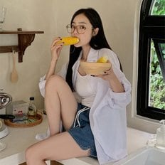 케리즈 썸머 지지미 오버핏 트임 긴팔셔츠 H_SH6166