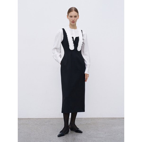 [단독] 키홀넥 원피스 - 블랙