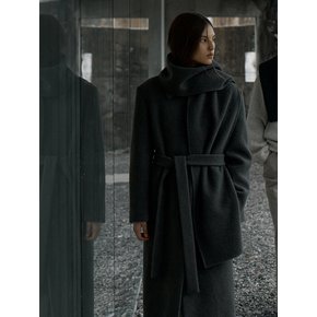 CLASSIC WOOL BOUCLE  MAC COAT WITH MUFFLER