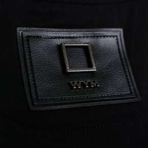 여성 레더 패치 반팔 티셔츠 블랙 M241TS02716B