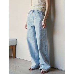 Light Washing Wide Denim Pants