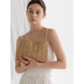 RAFFIA CLUTCHE BAG-BEIGE/SKY BLUE