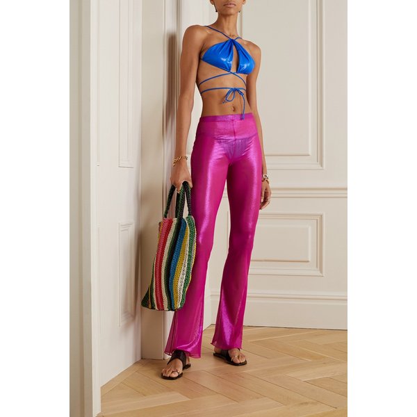 스트레치 라메 플레어 팬츠 푸시아 38063312420593910