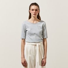 Stripe U-Neck T-shirt_BLUE STRIPE