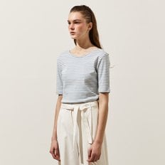 Stripe U-Neck T-shirt_BLUE STRIPE