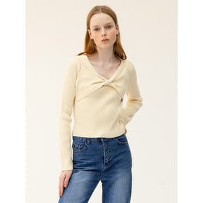 CO RIBBED TWIST KNIT TOP_CREAM